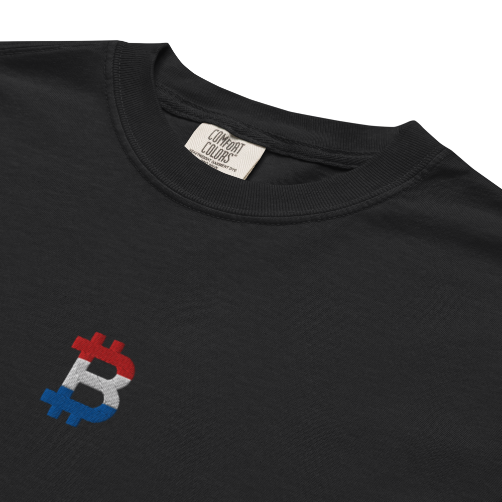 bitcoin t-shirt - dutch bitcoin logo detail - black