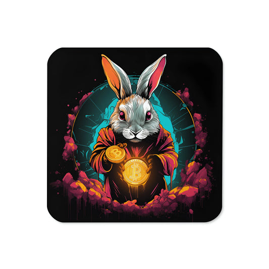 Falling Down The Bitcoin Rabbit Hole Bitcoin coaster front view