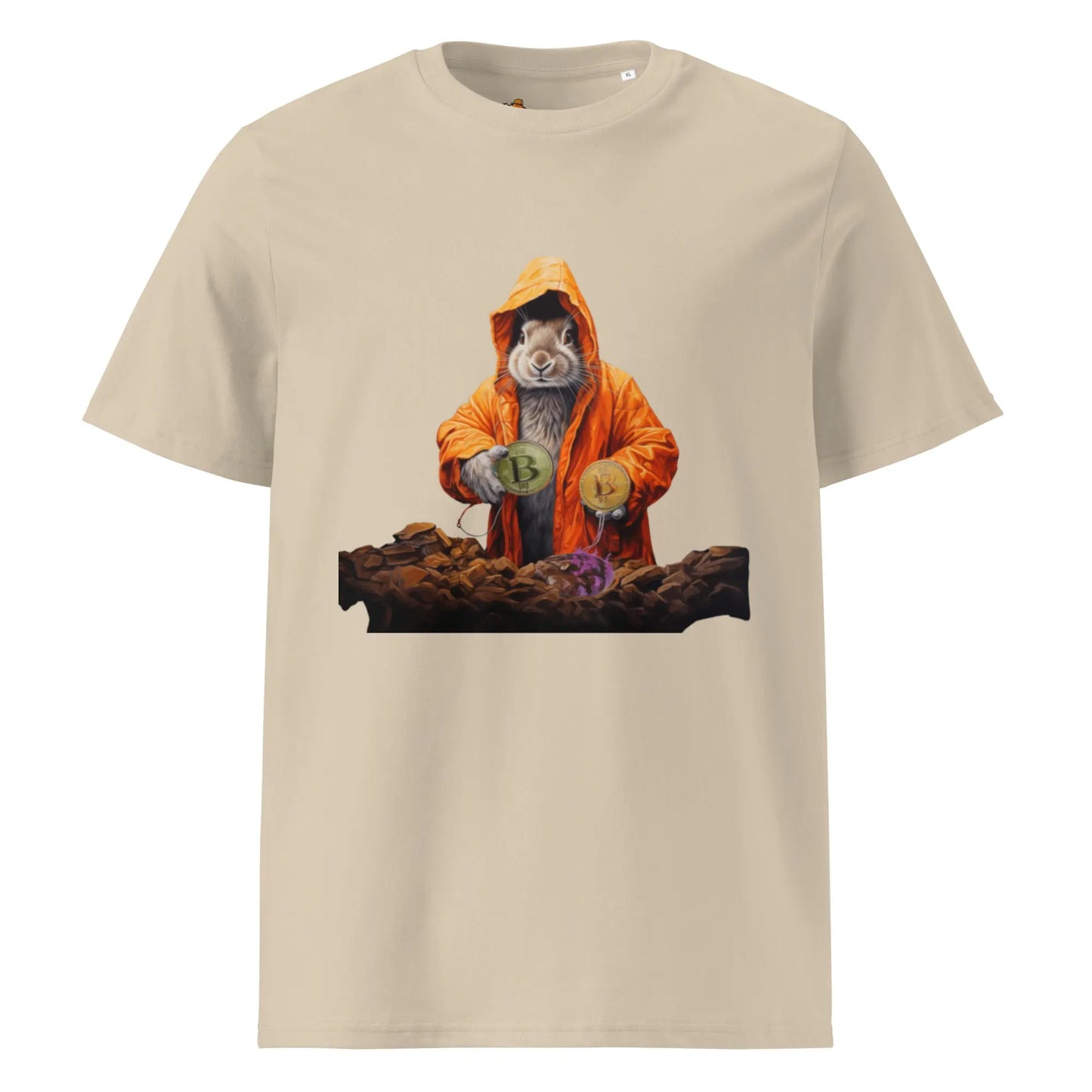 bitcoin t-shirt - falling down the bitcoin rabbit hole - front view 