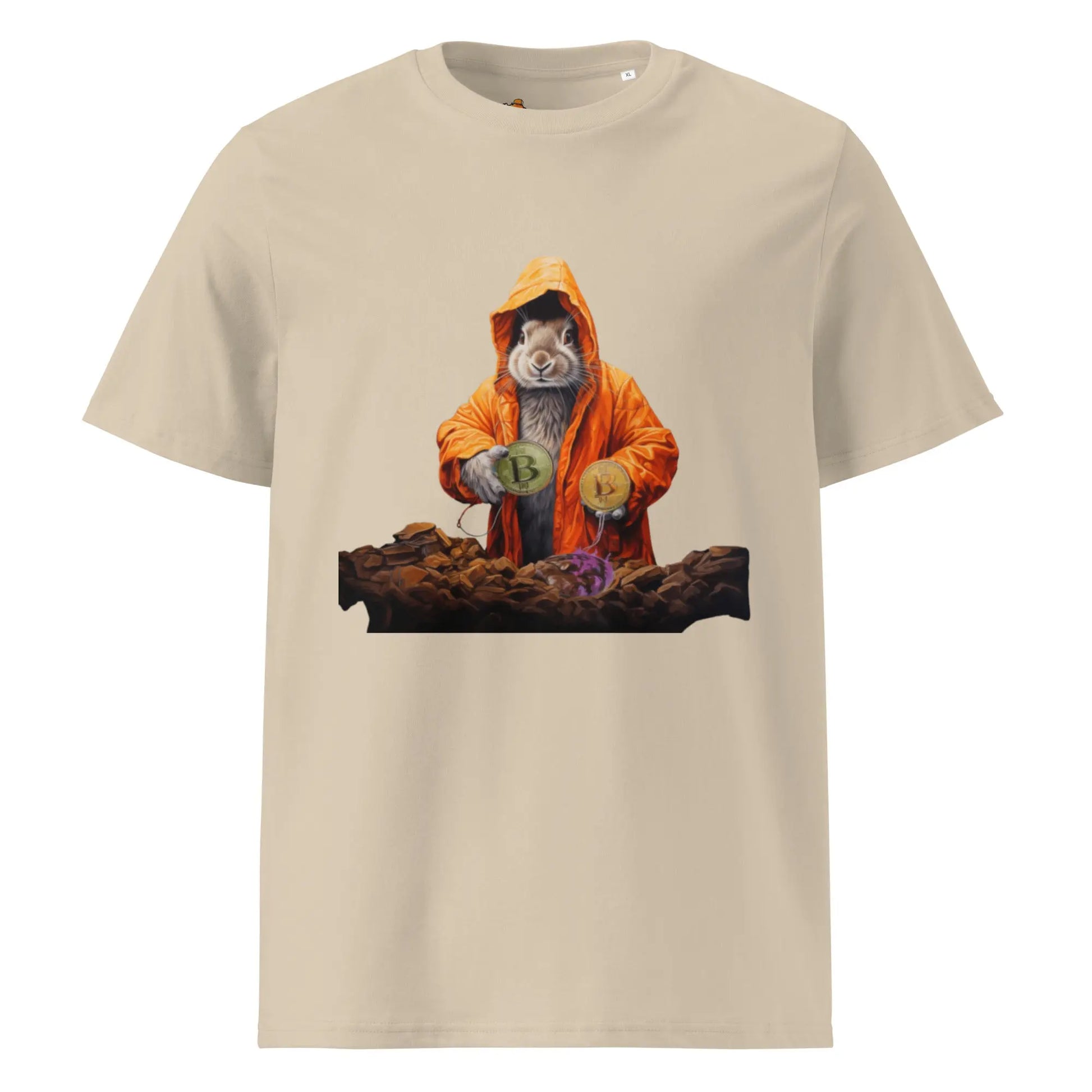 bitcoin t-shirt - falling down the bitcoin rabbit hole - front view 