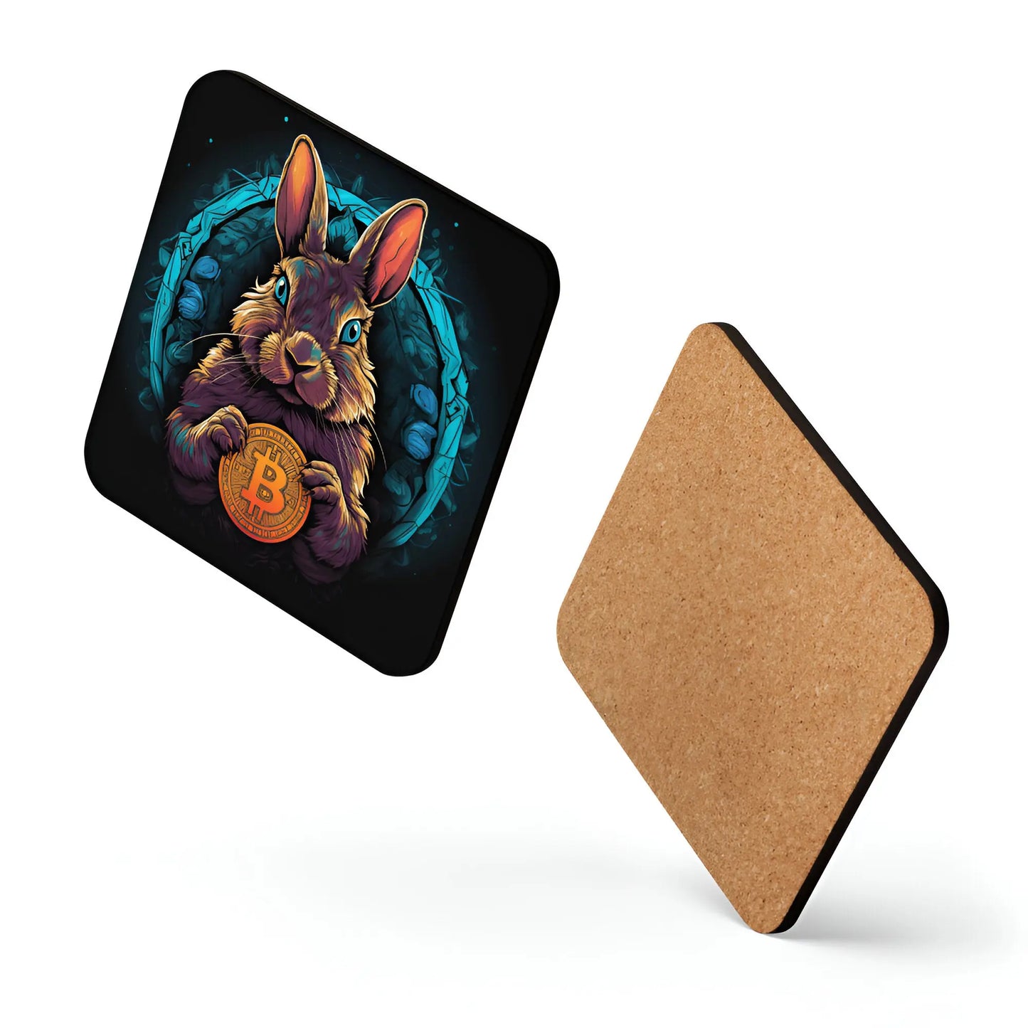 Falling Down The Bitcoin Rabbit Hole Hodl! Bitcoin coaster floating layout front view