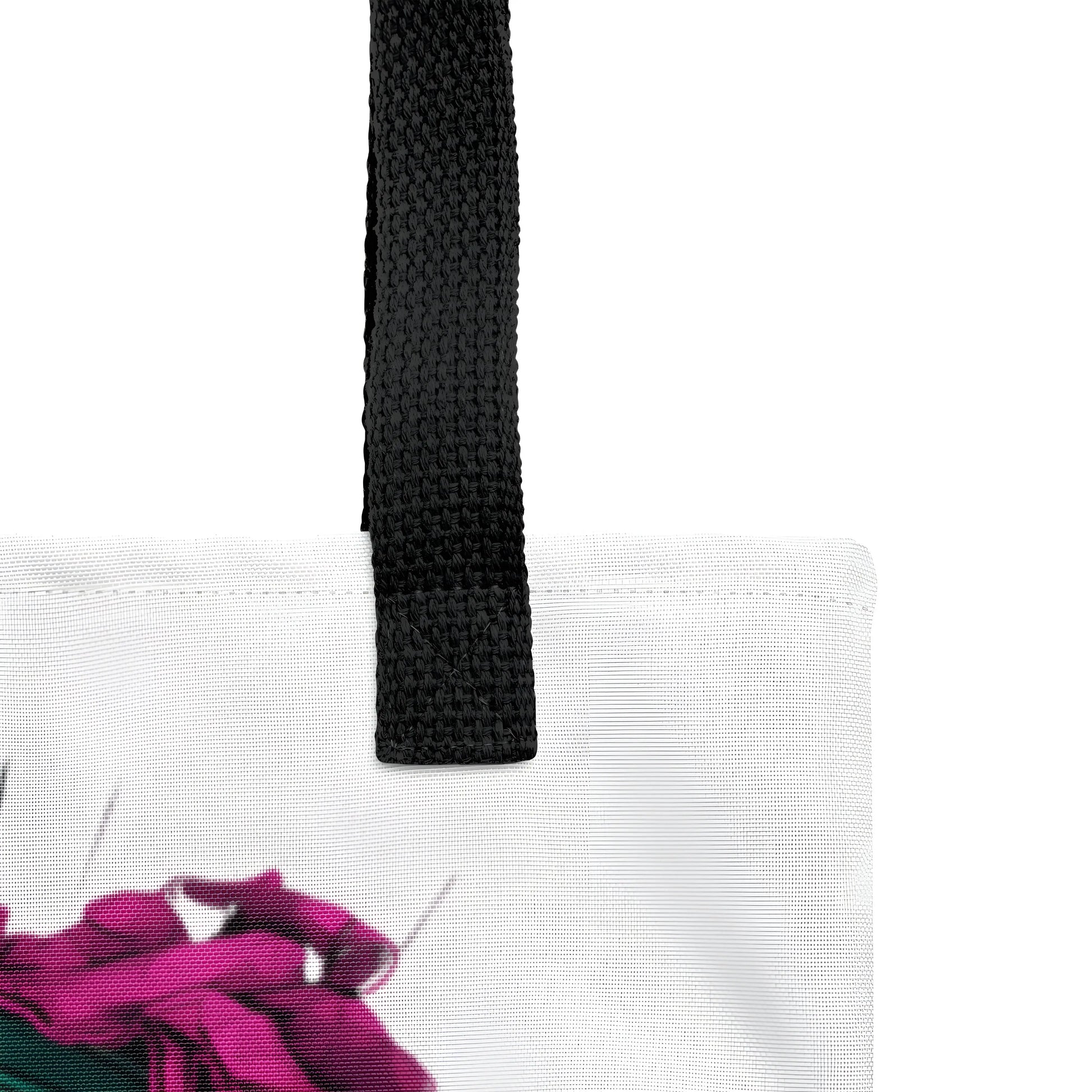 bitcoin tote bag - falling down the bitcoin rabbit hole - close-up view