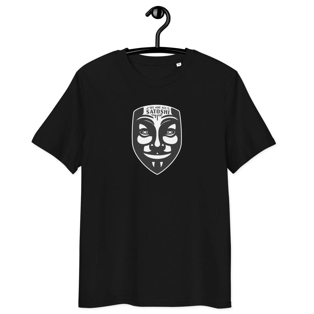 Bitcoin T-Shirt – Fawkes – We Are All Satoshi - on hanger