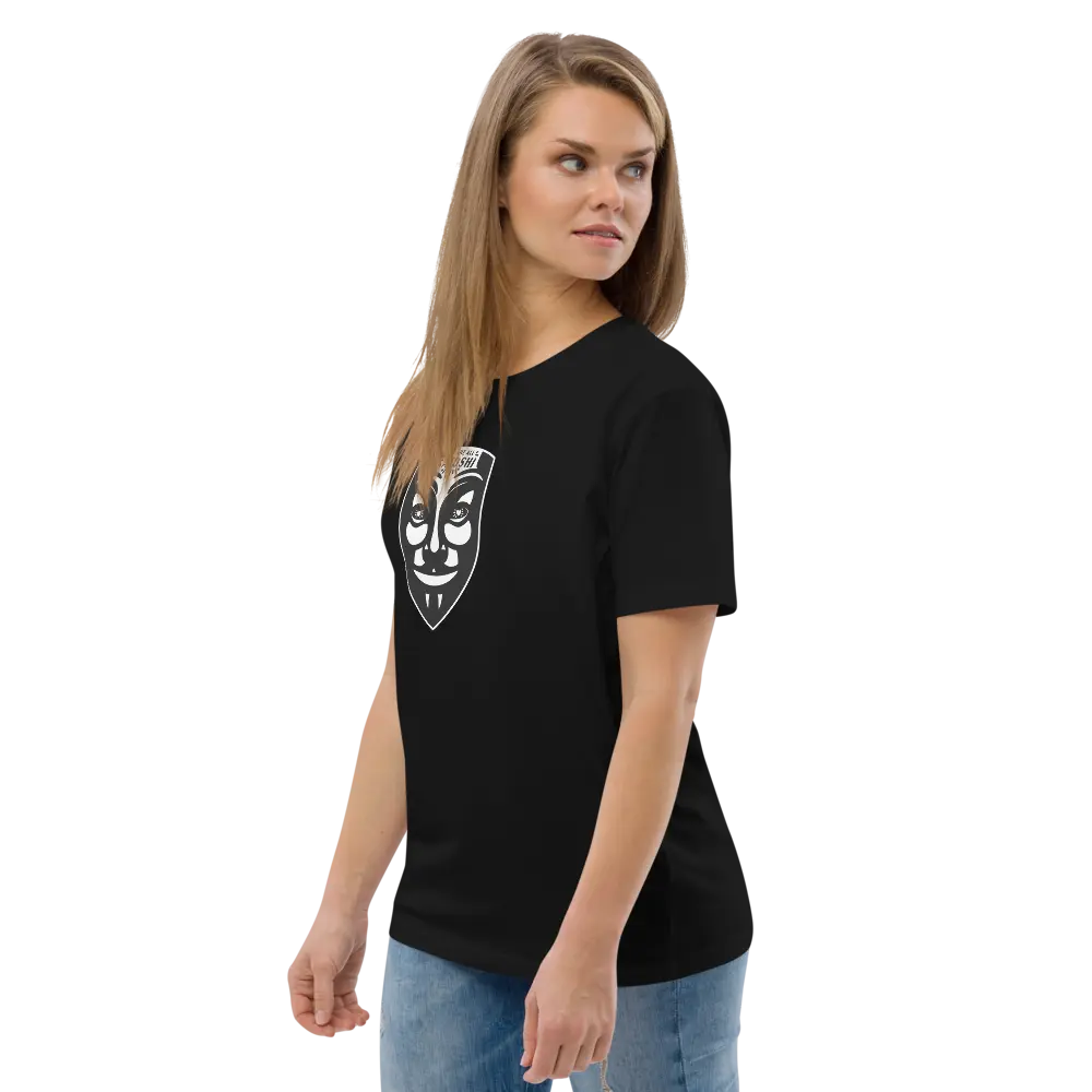 Bitcoin T-Shirt – Fawkes – We Are All Satoshi - worn on female model