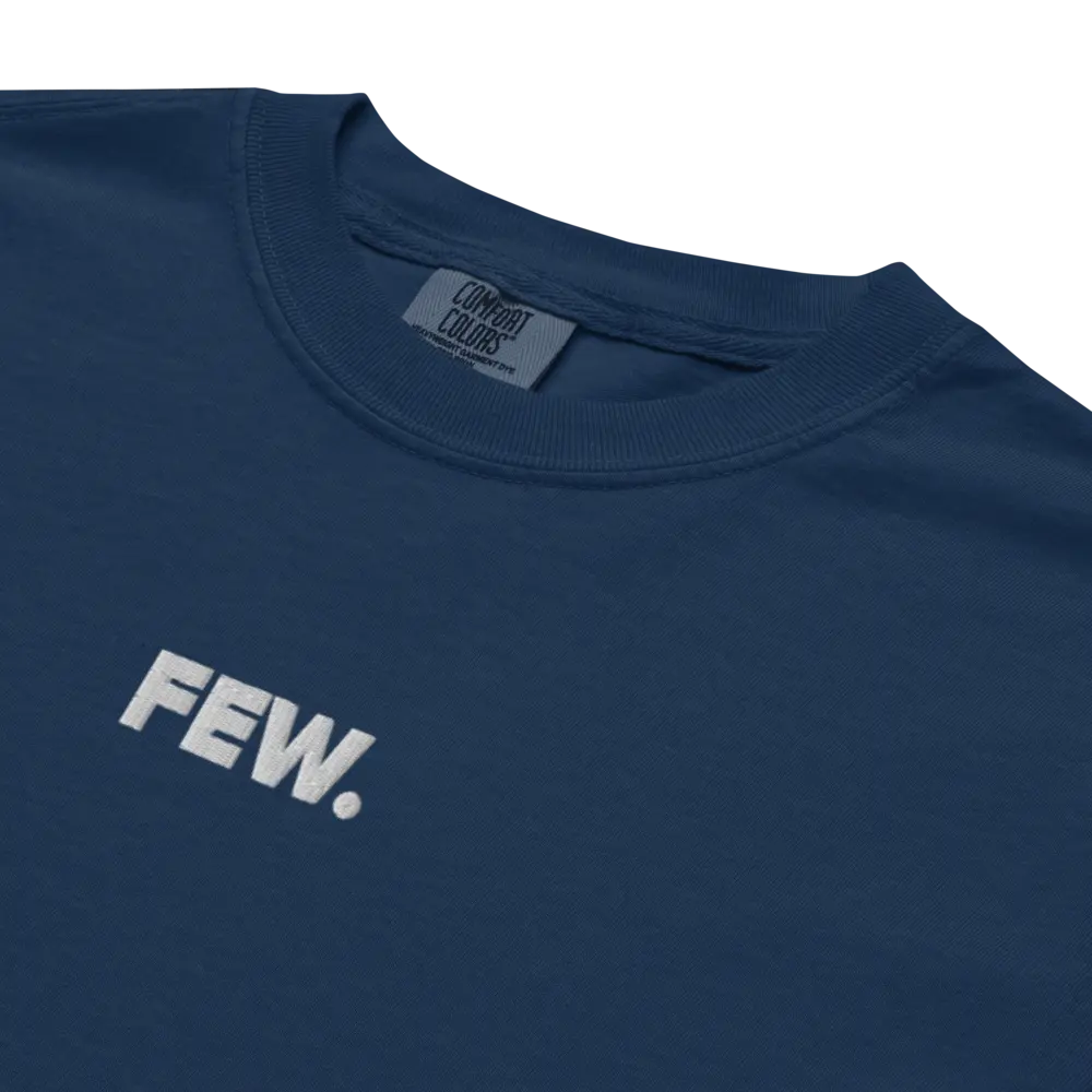 Bitcoin T-Shirt – FEW | Store of Value — center chest embroidery close-up-blue color - flat