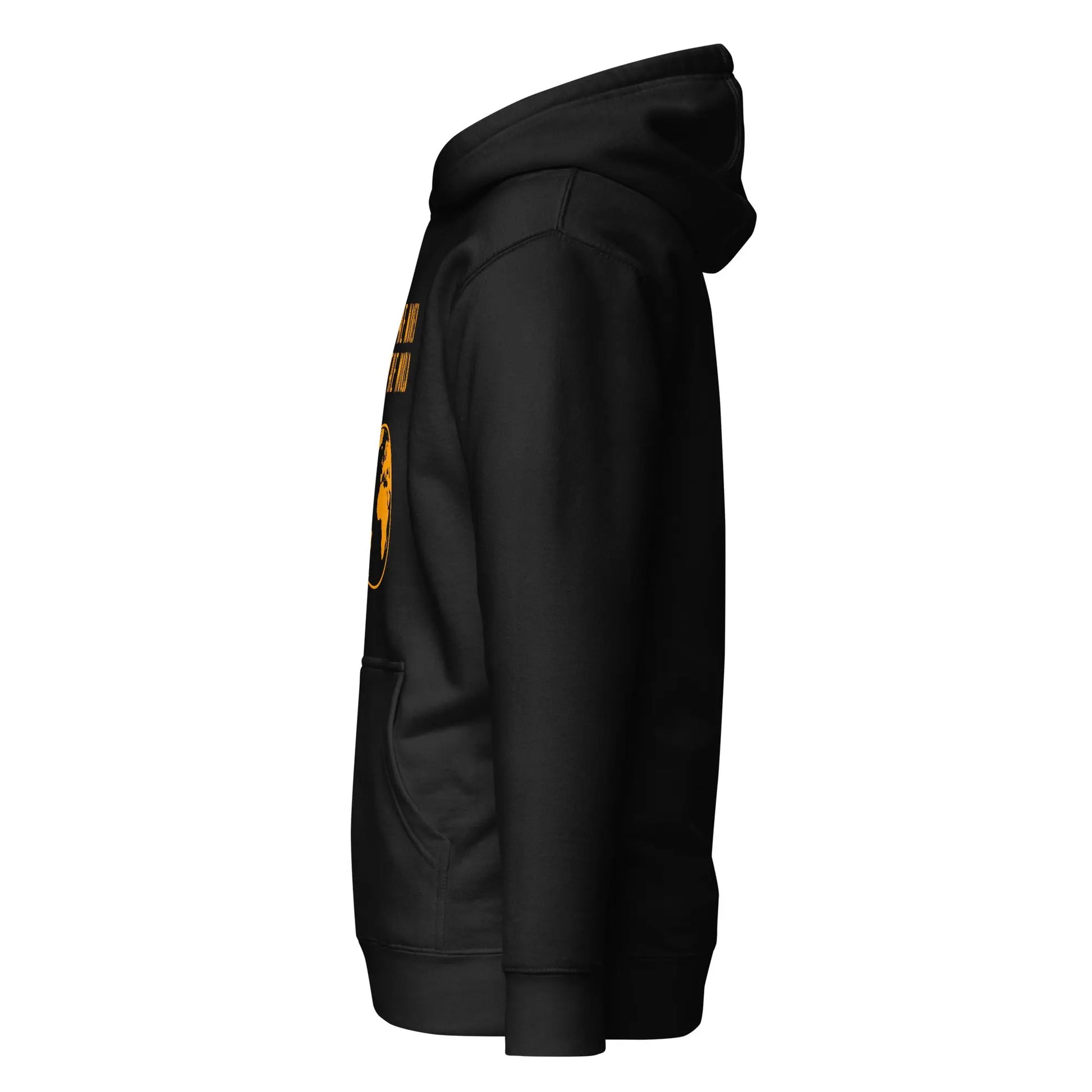 bitcoin hoodie - fix the money fix the world - side view - black