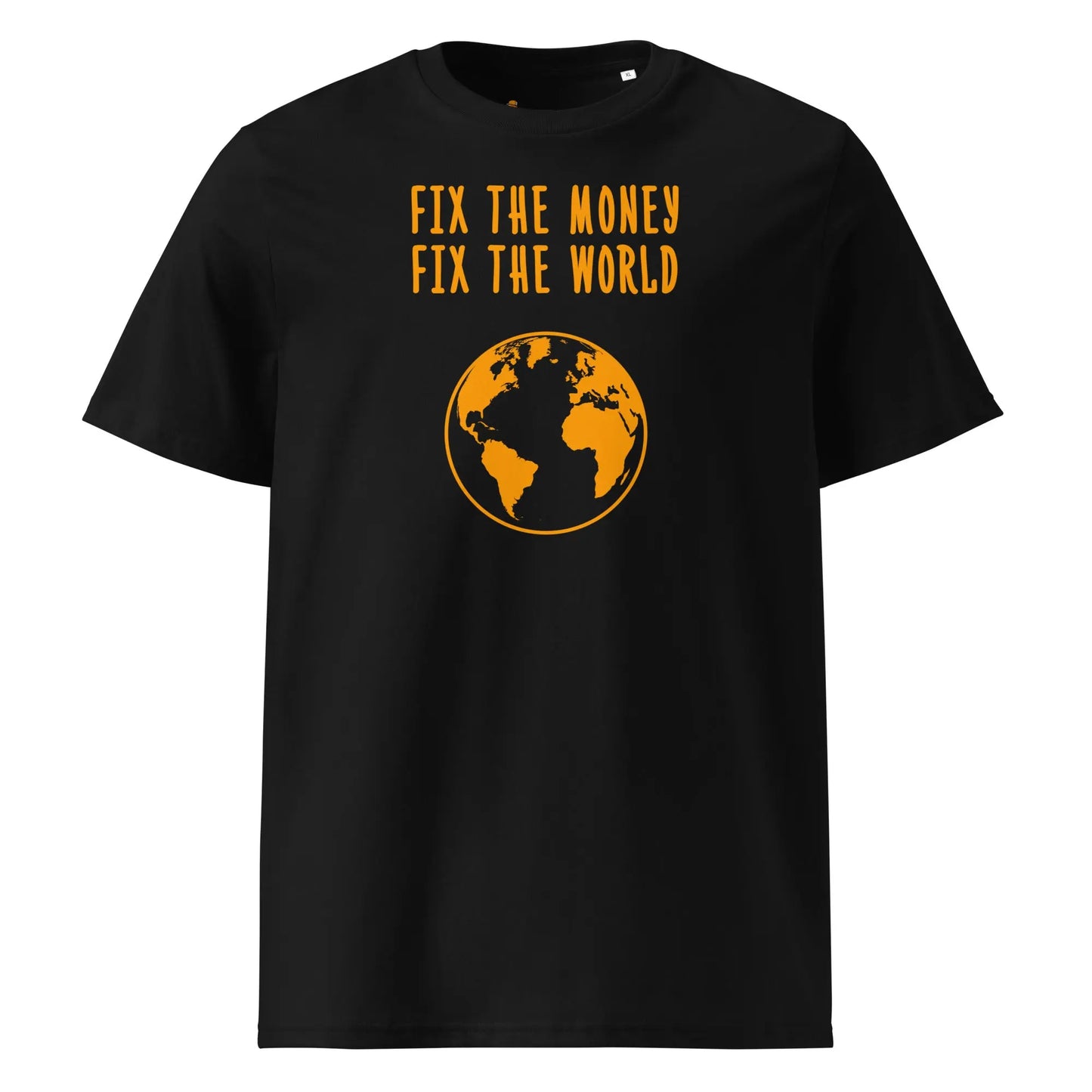 Bitcoin T-Shirt – Fix The Money Fix The World - front view — black