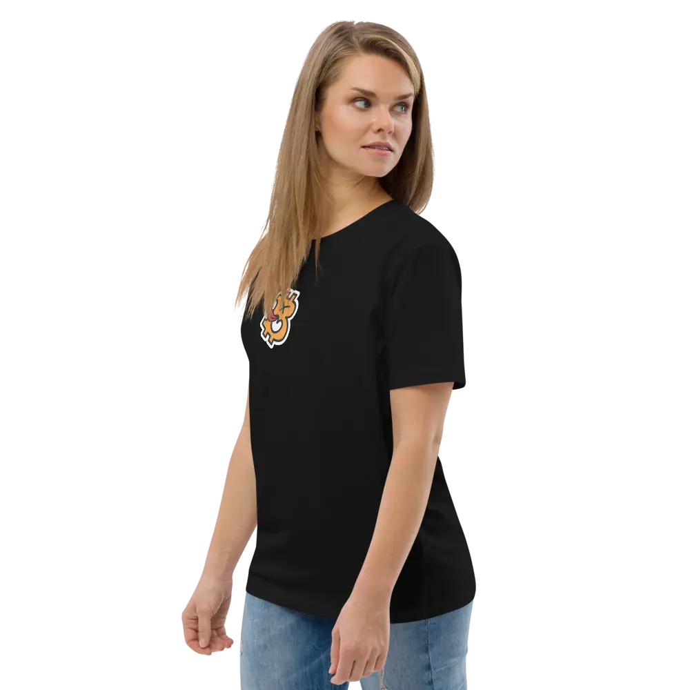 Bitcoin T-Shirt – Fryslân Boppe - worn on female model - side view