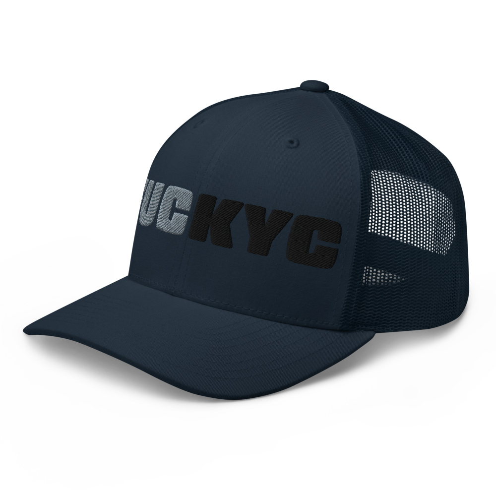 fuckyc bitcoin cap side view navy
