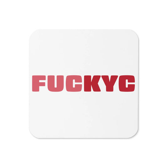 FUCKYC Bitcoin coaster (red) by BitPopArt – bold anti-KYC design