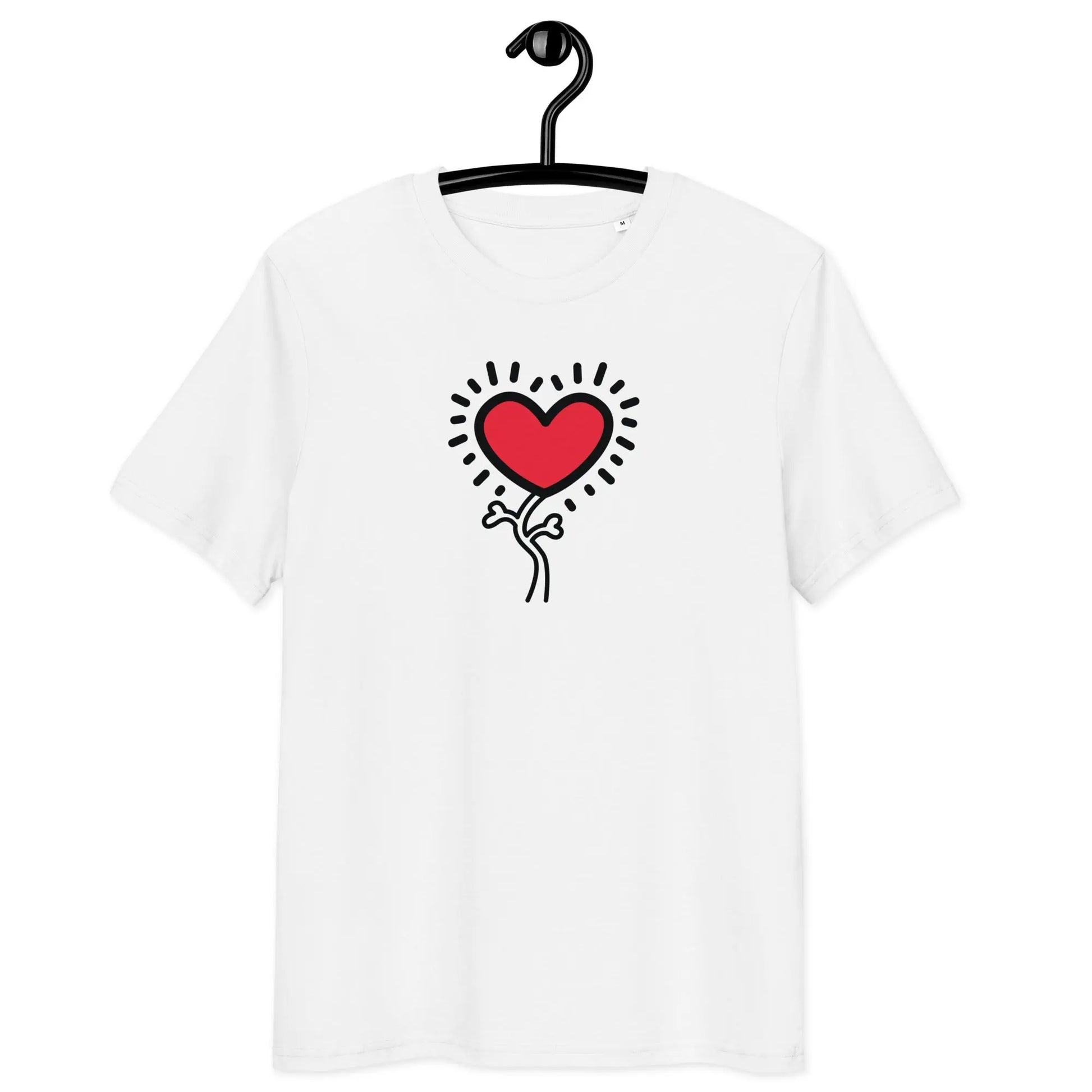 grow love t-shirt - front view on hanger - white color