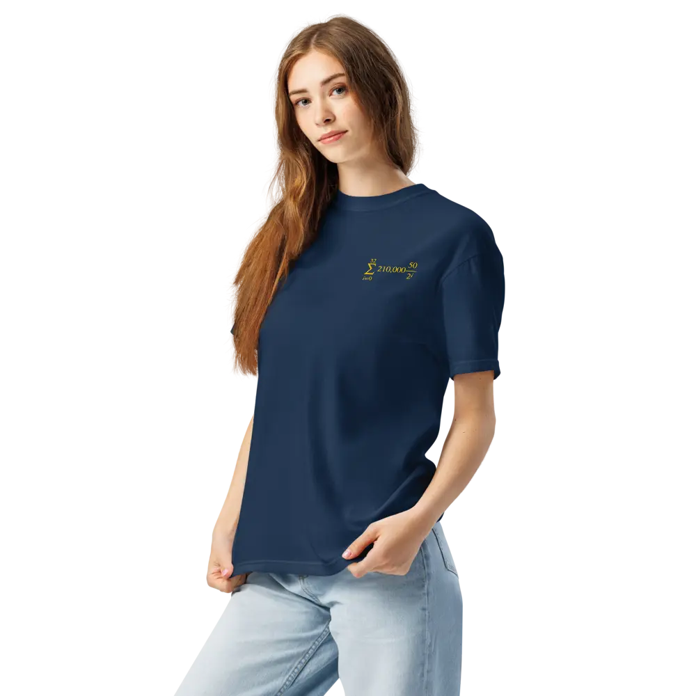 Bitcoin T-Shirt – Halving Cycle Formula | Store of Value — worn on female model