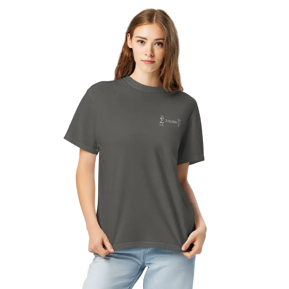 Bitcoin T-Shirt – Halving Cycle Formula | Store of Value — worn on model