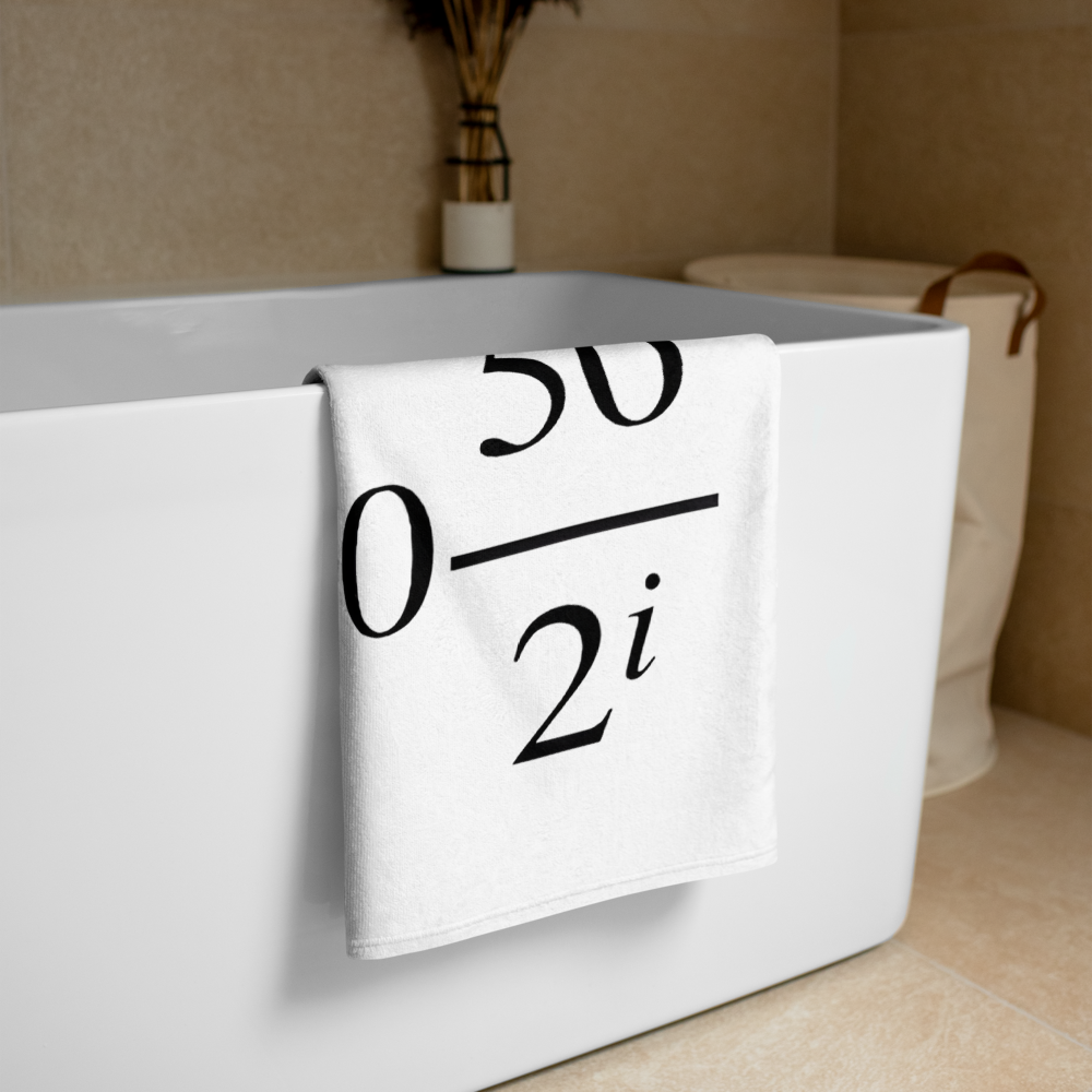 bitcoin beach towel - halving formula - bathroom view
