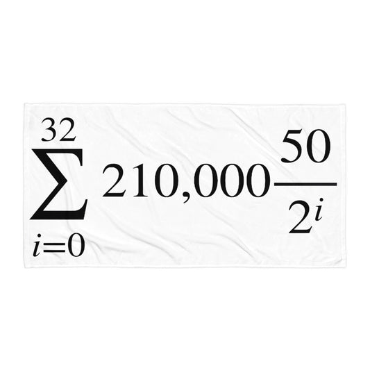 bitcoin beach towel - halving formula - front view
