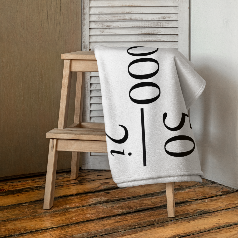 bitcoin beach towel - halving formula - hanging view