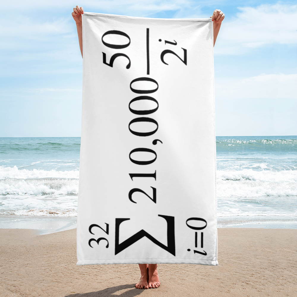 bitcoin beach towel - halving formula - on the beach by model