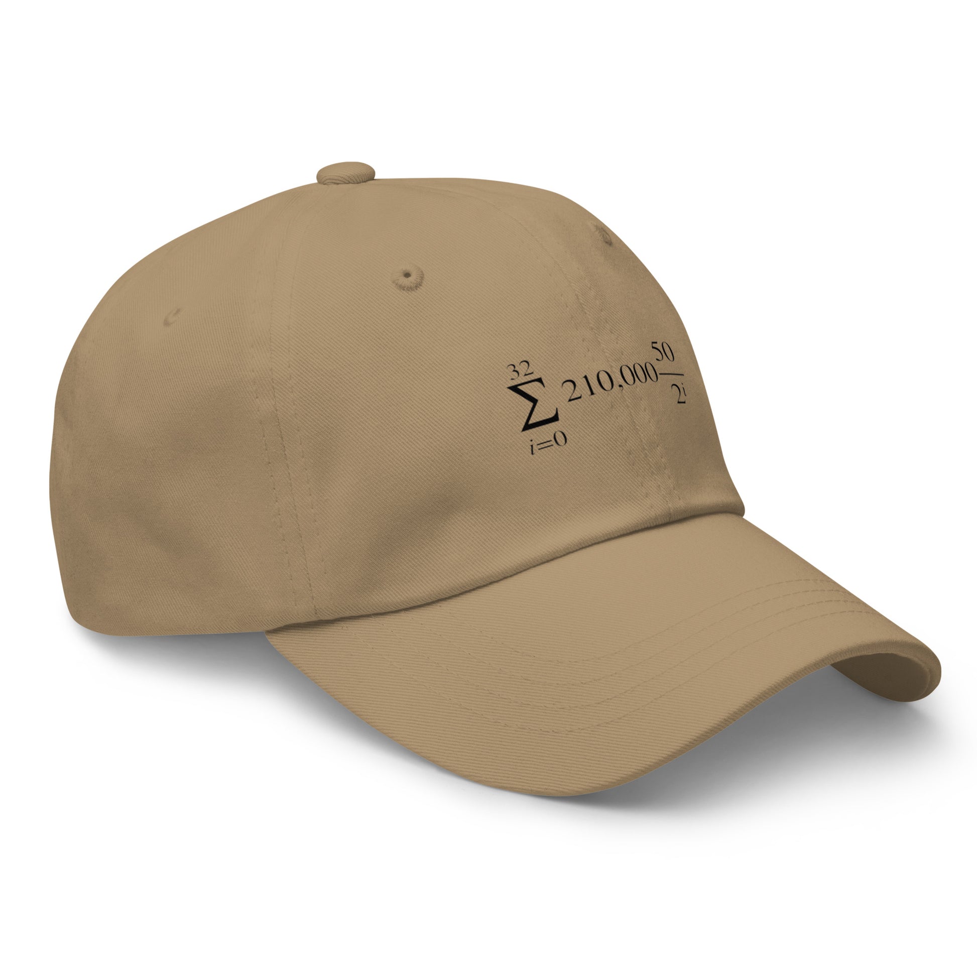 bitcoin hat - halving formula - angled view - khaki