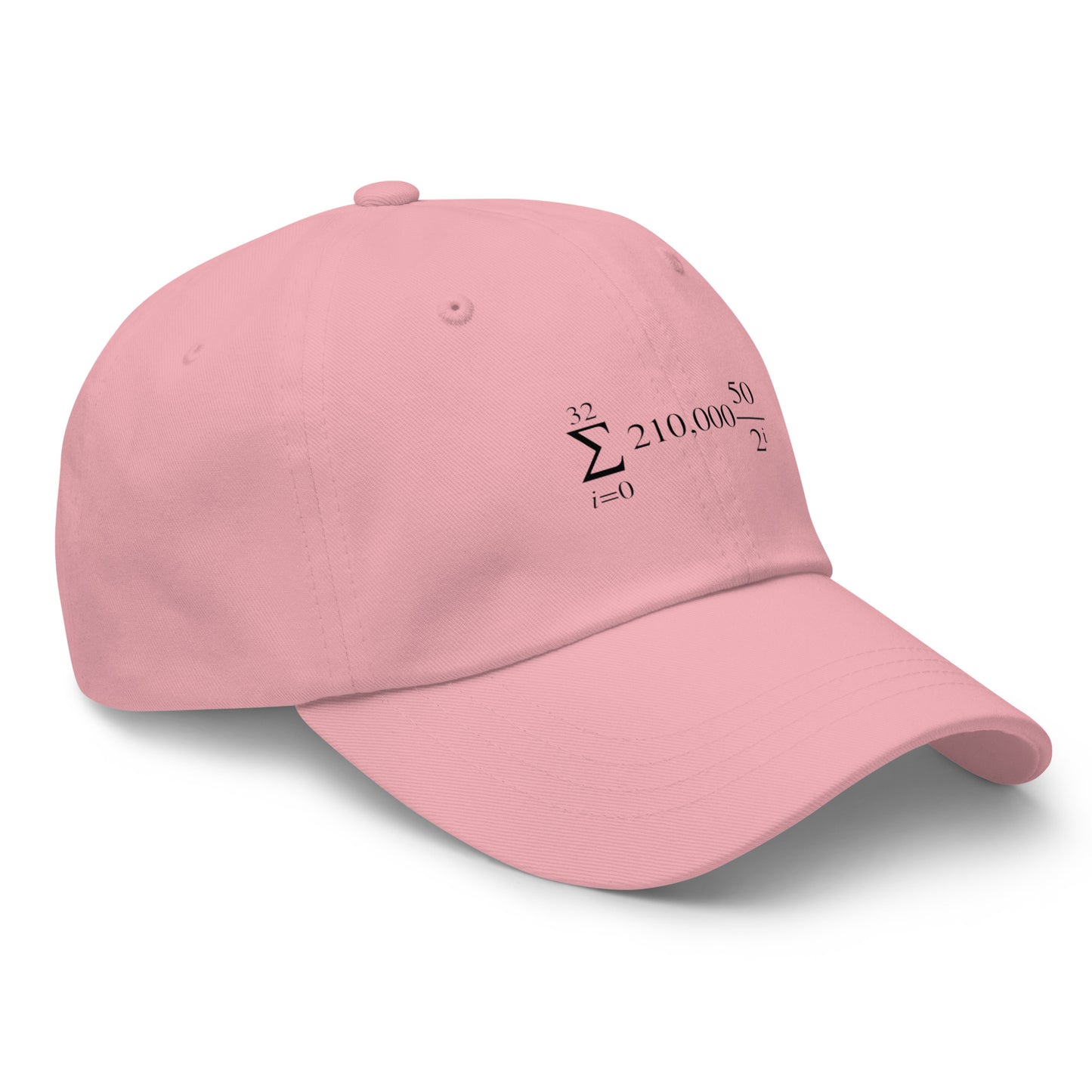 bitcoin hat - halving formula - angled view - pink