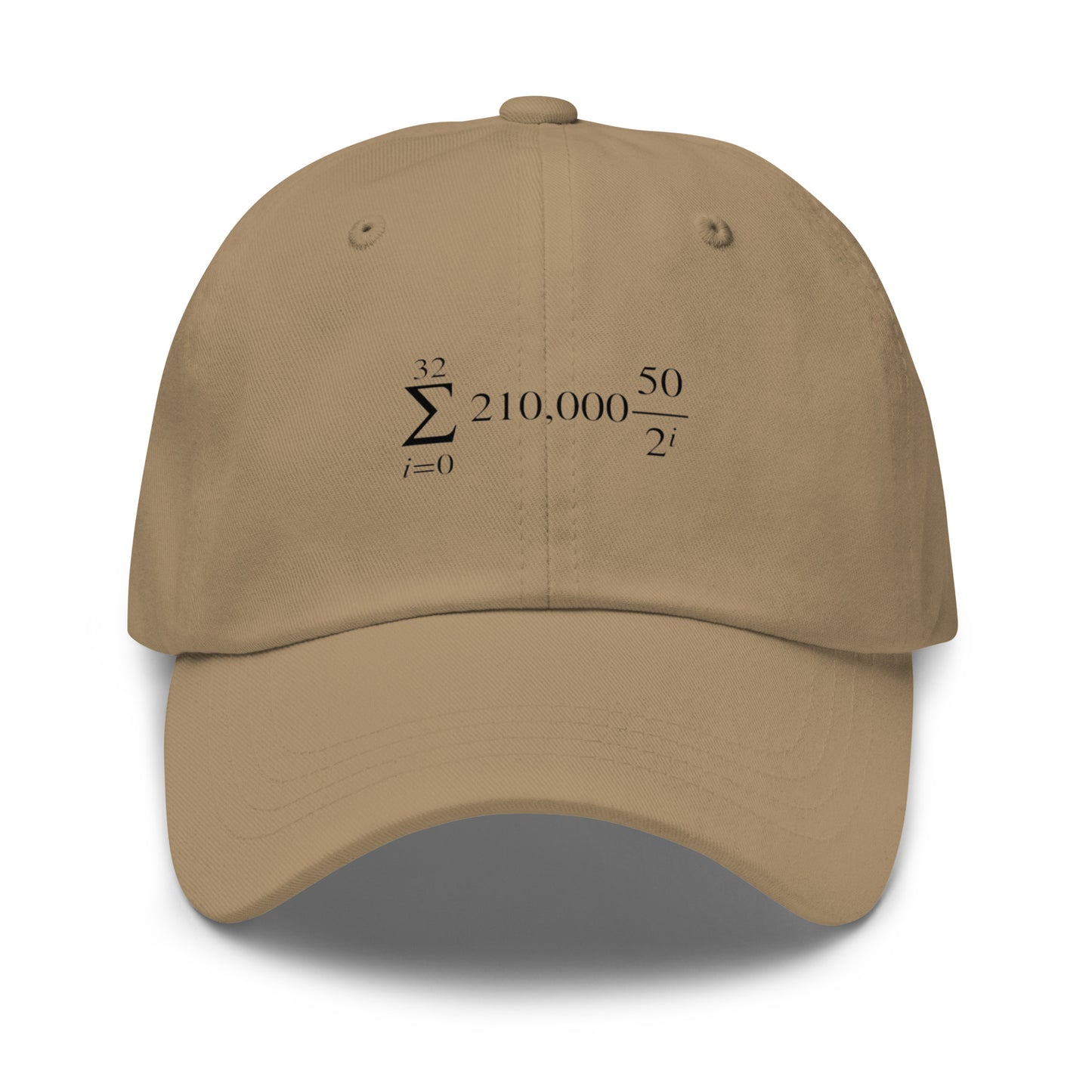 bitcoin hat - halving formula - front view - khaki