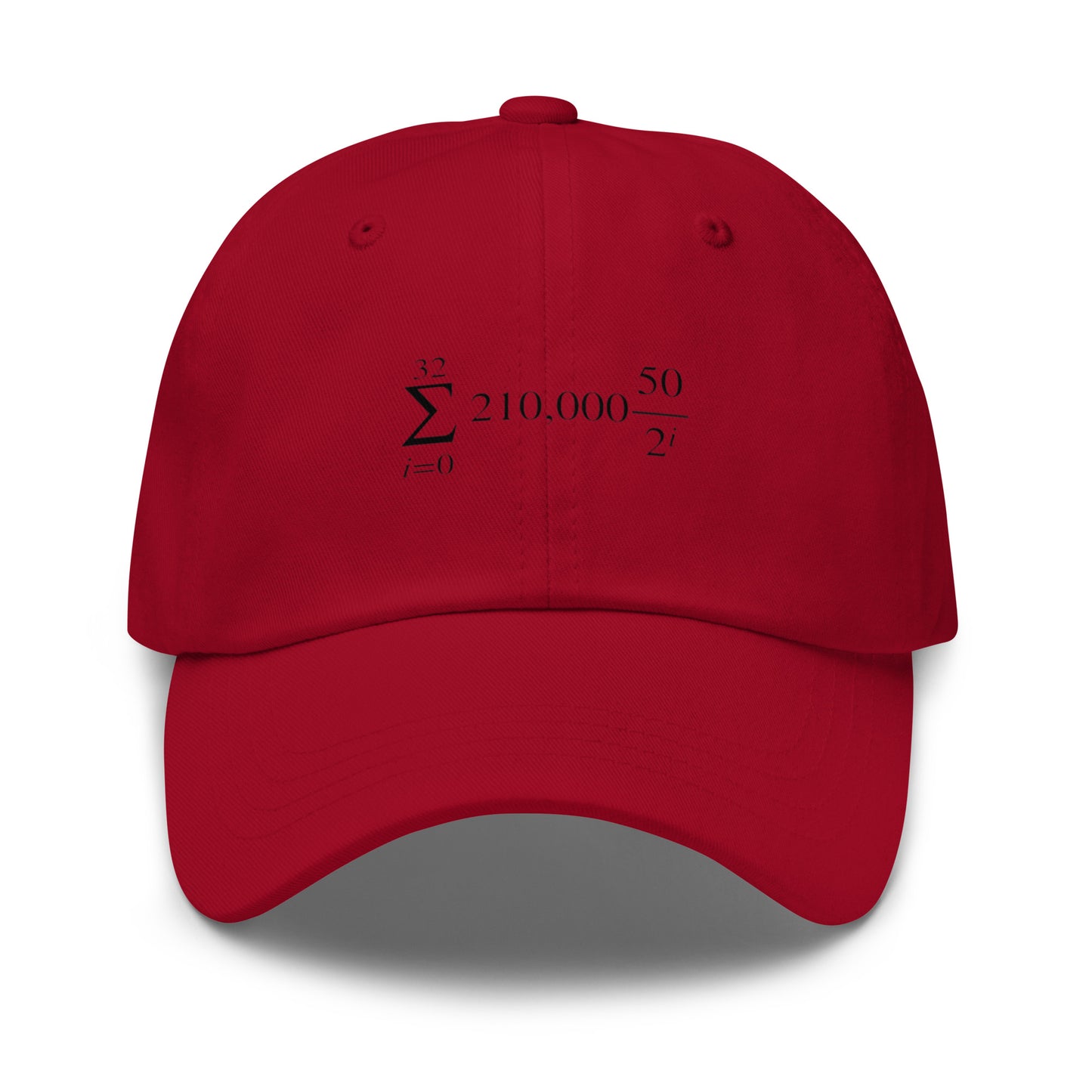 bitcoin hat - halving formula - front view - red