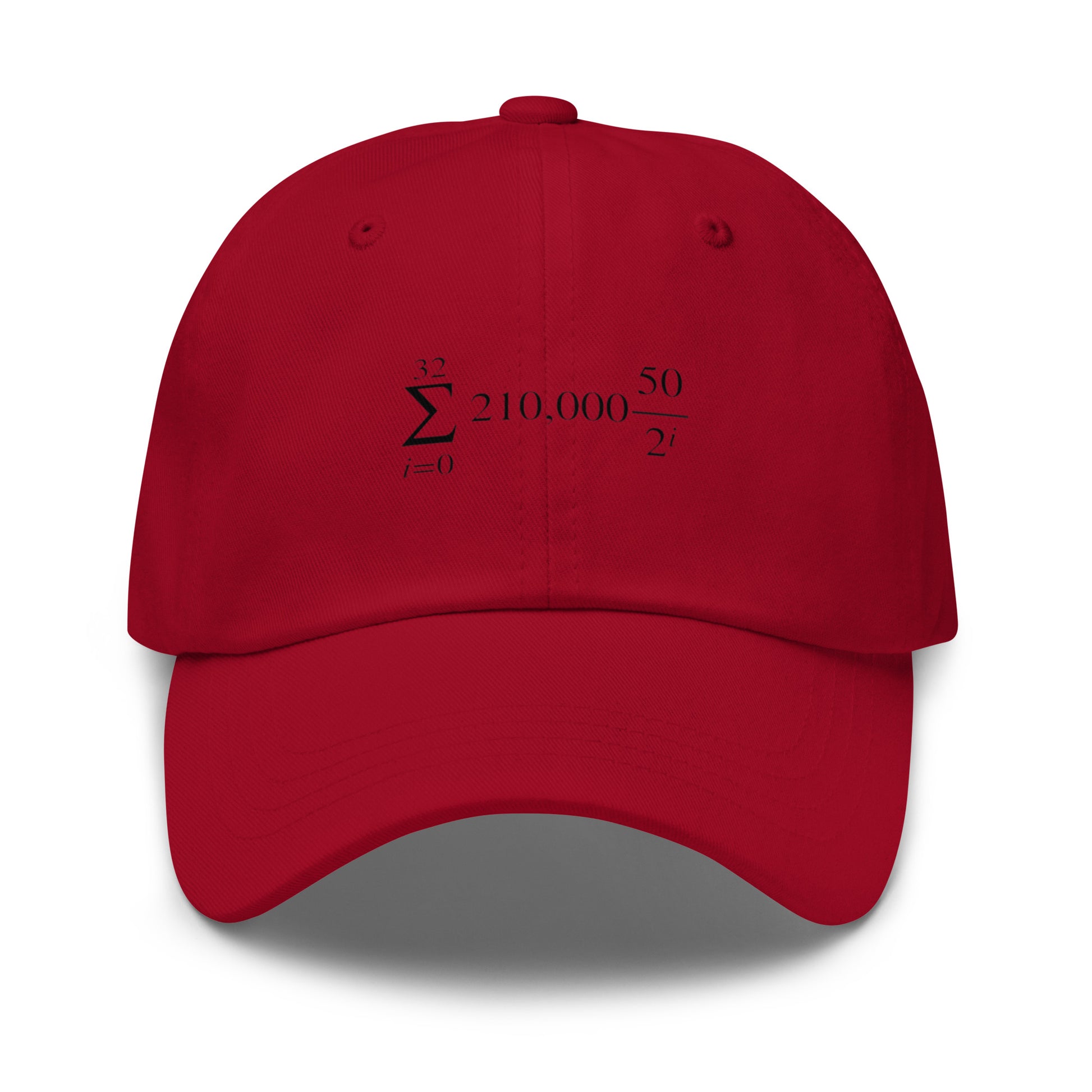 bitcoin hat - halving formula - front view - red