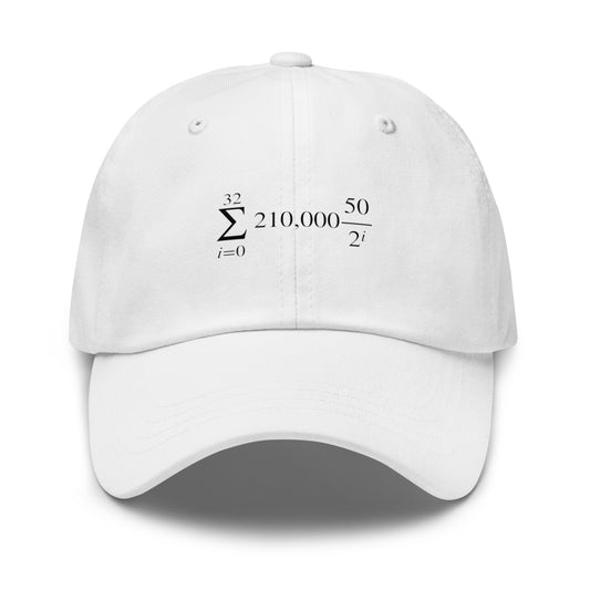 bitcoin hat - halving formula - front view - white