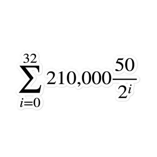 bitcoin sticker - halving formula - front view - large