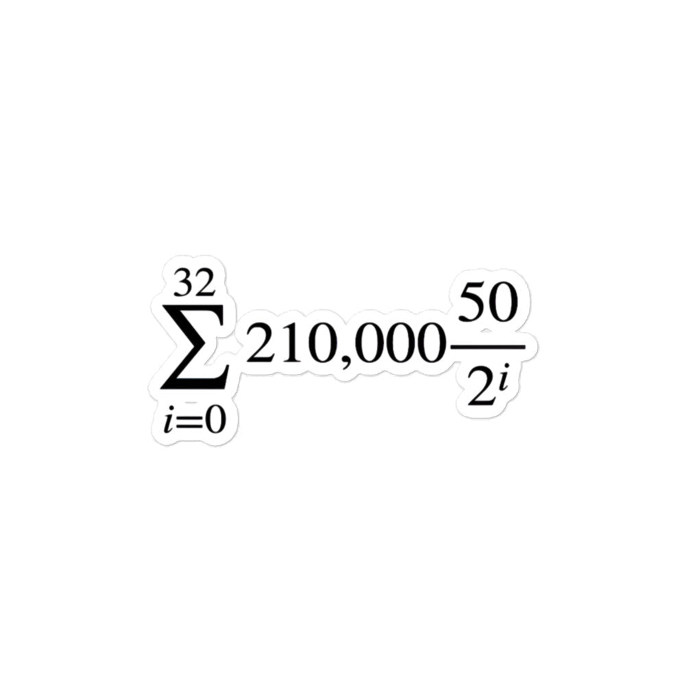 bitcoin sticker - halving formula - front view - medium