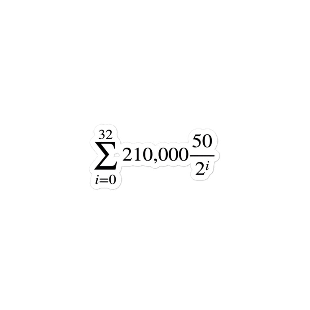 bitcoin sticker - halving formula - front view - small