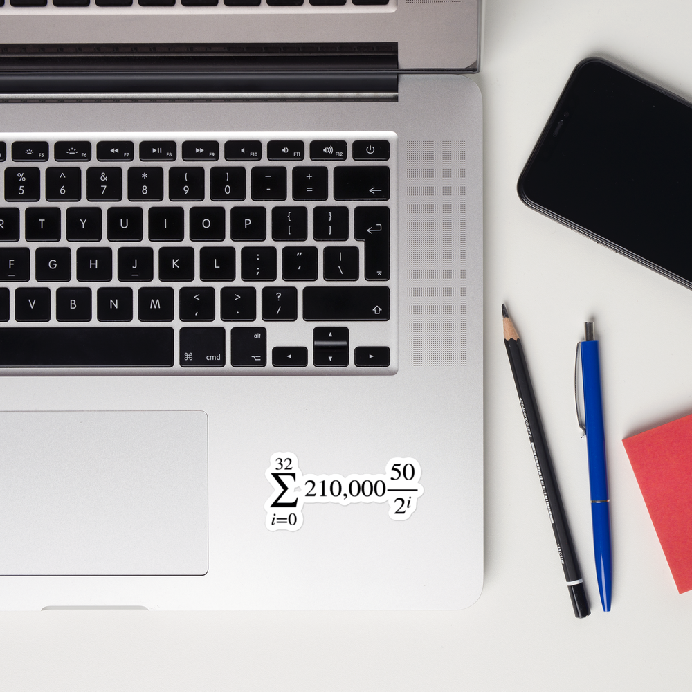 bitcoin sticker - halving formula - laptop view - small