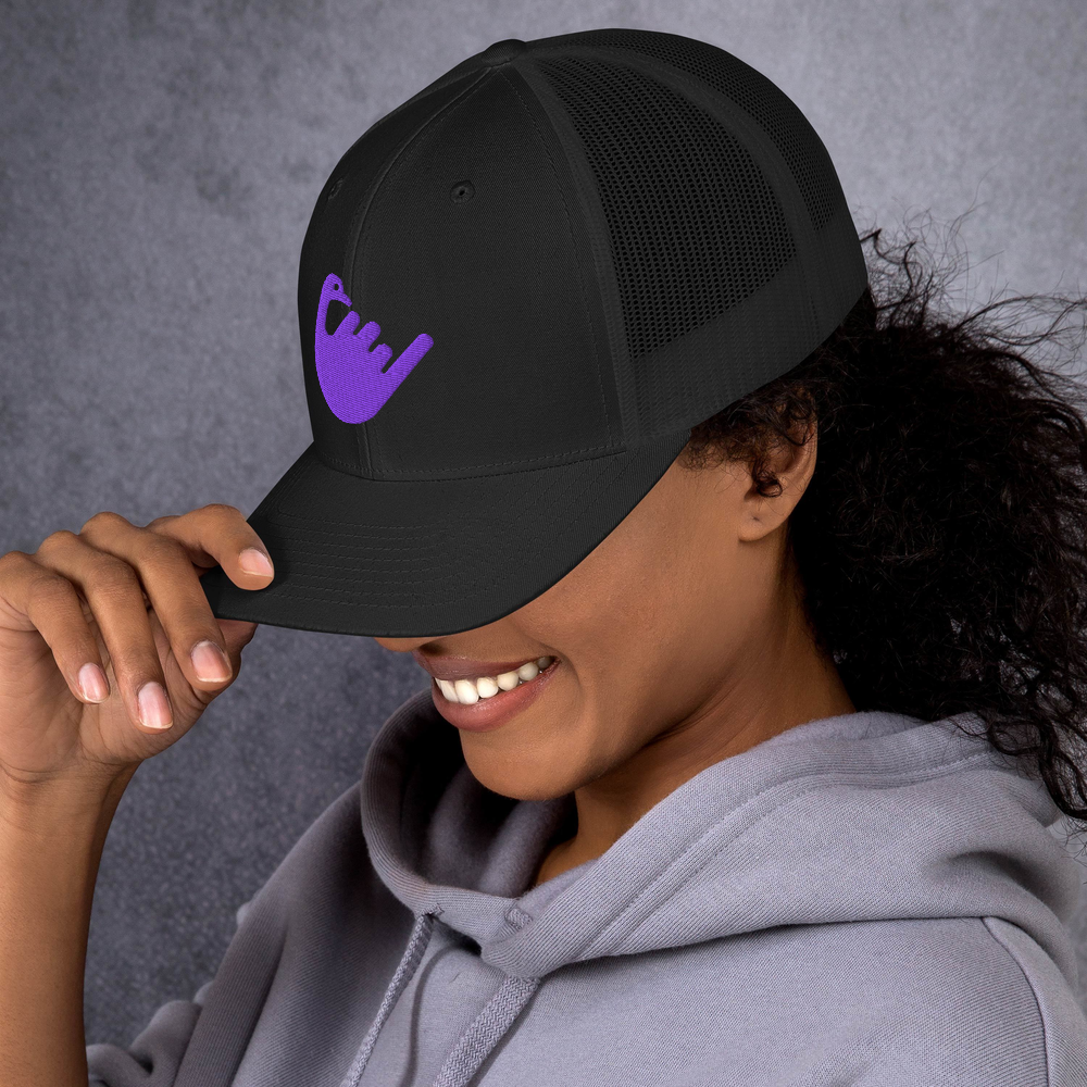 hang loose nostr hat worn on model