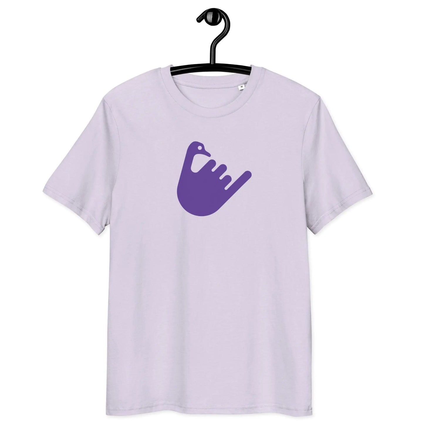 nostr t-shirt - hang loose - front view - lavender