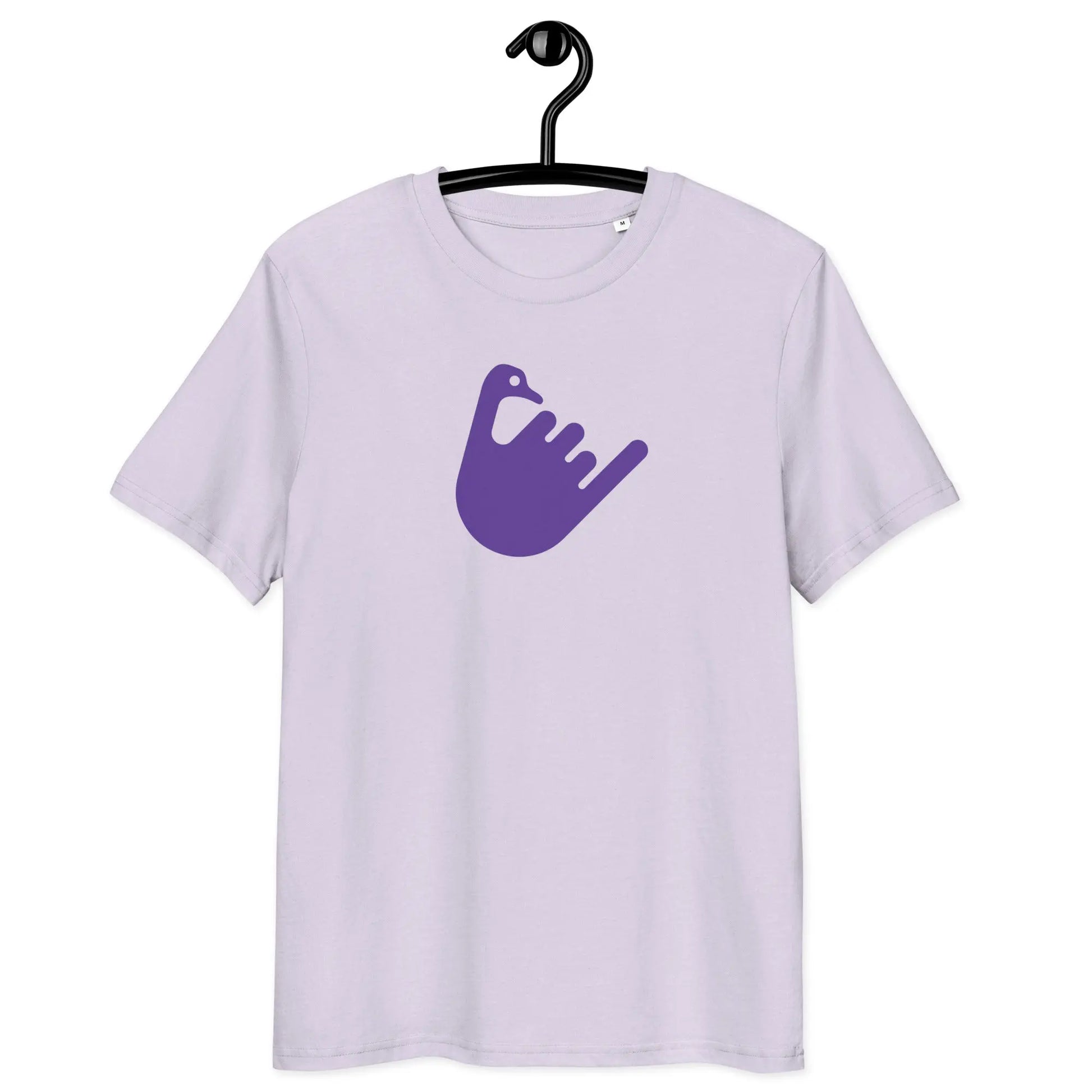 nostr t-shirt - hang loose - front view - lavender