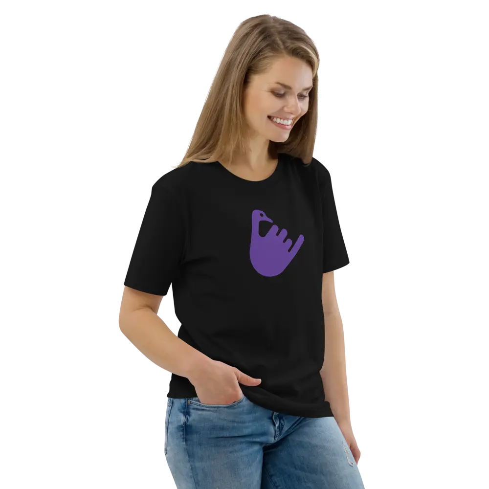 nostr t-shirt - hang loose - model view