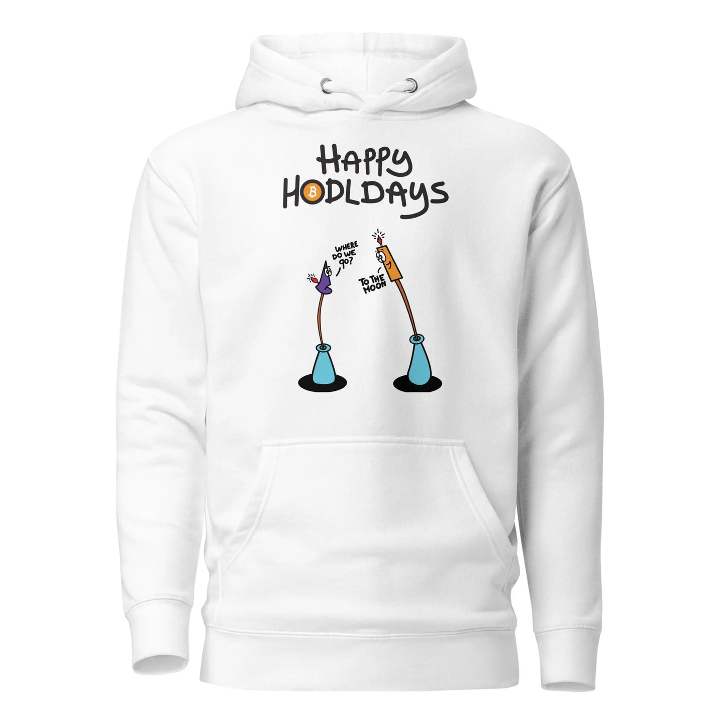 bitcoin hoodie - happy hodldays - front view - white