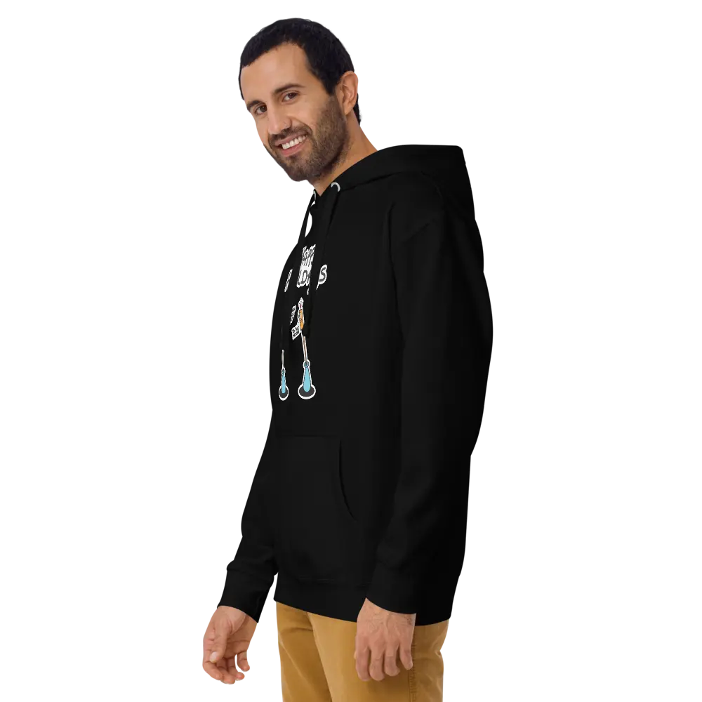 bitcoin hoodie - happy hodldays - worn on model - side view - black