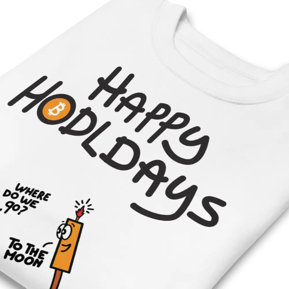 bitcoin sweatshirt - happy hodldays by bitpopart - folded view - white