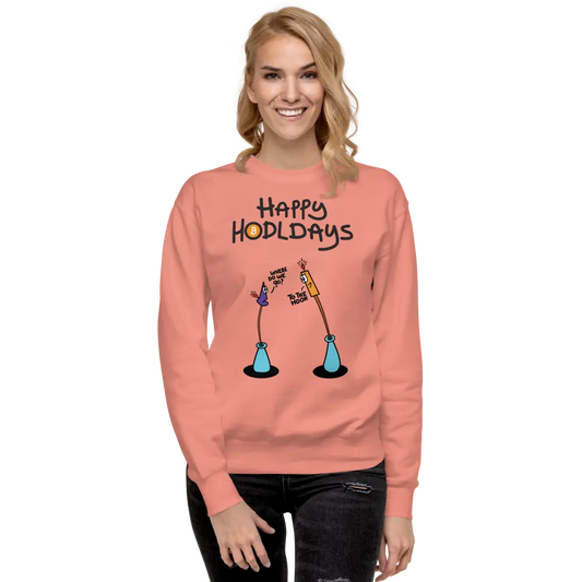 bitcoin sweatshirt - happy hodldays by bitpopart - front