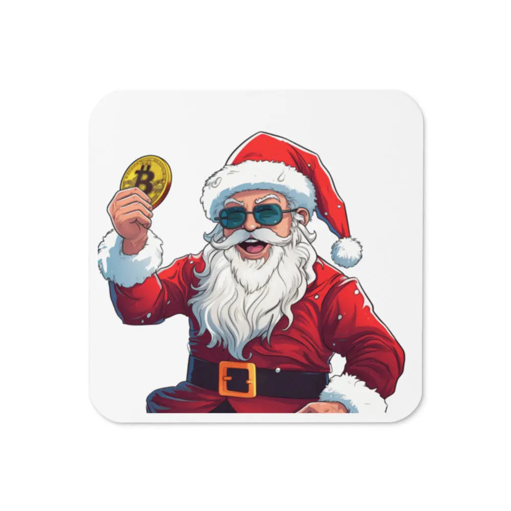 Happy Santa Bitcoin coaster front view