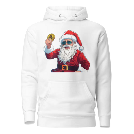 bitcoin hoodie - happy santa - front view 