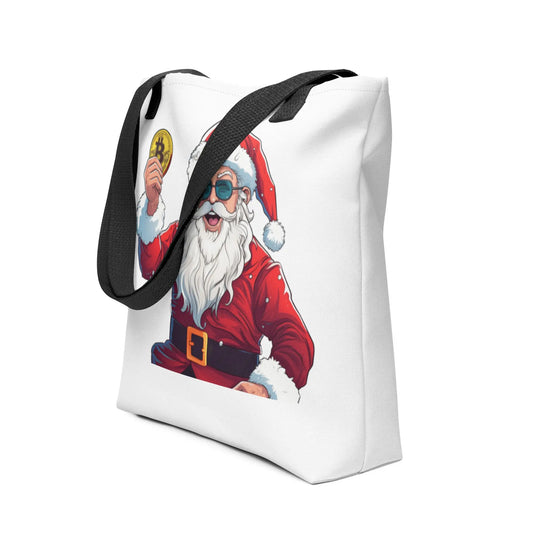 bitcoin tote bag - happy santa - front view 