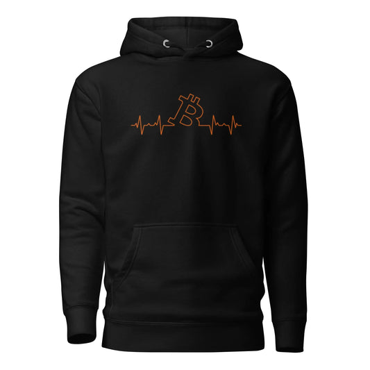 bitcoin hoodie - heart beat - front view