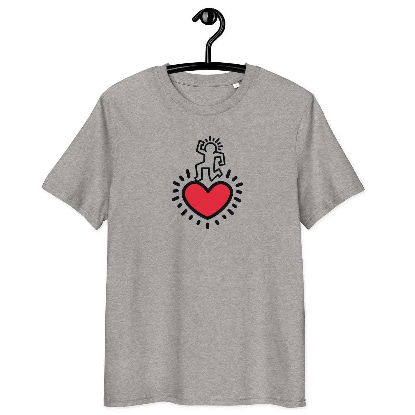 heart dance t-shirt - front view - on hanger - grey color