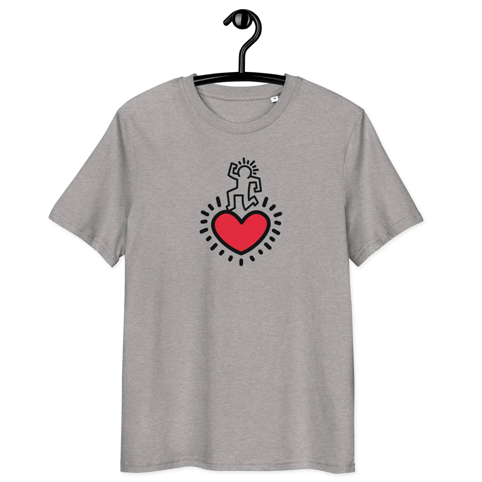 heart dance t-shirt - front view - on hanger - grey color