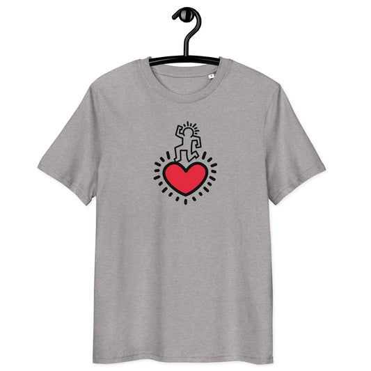 heart dance t-shirt - front view - on hanger - grey color