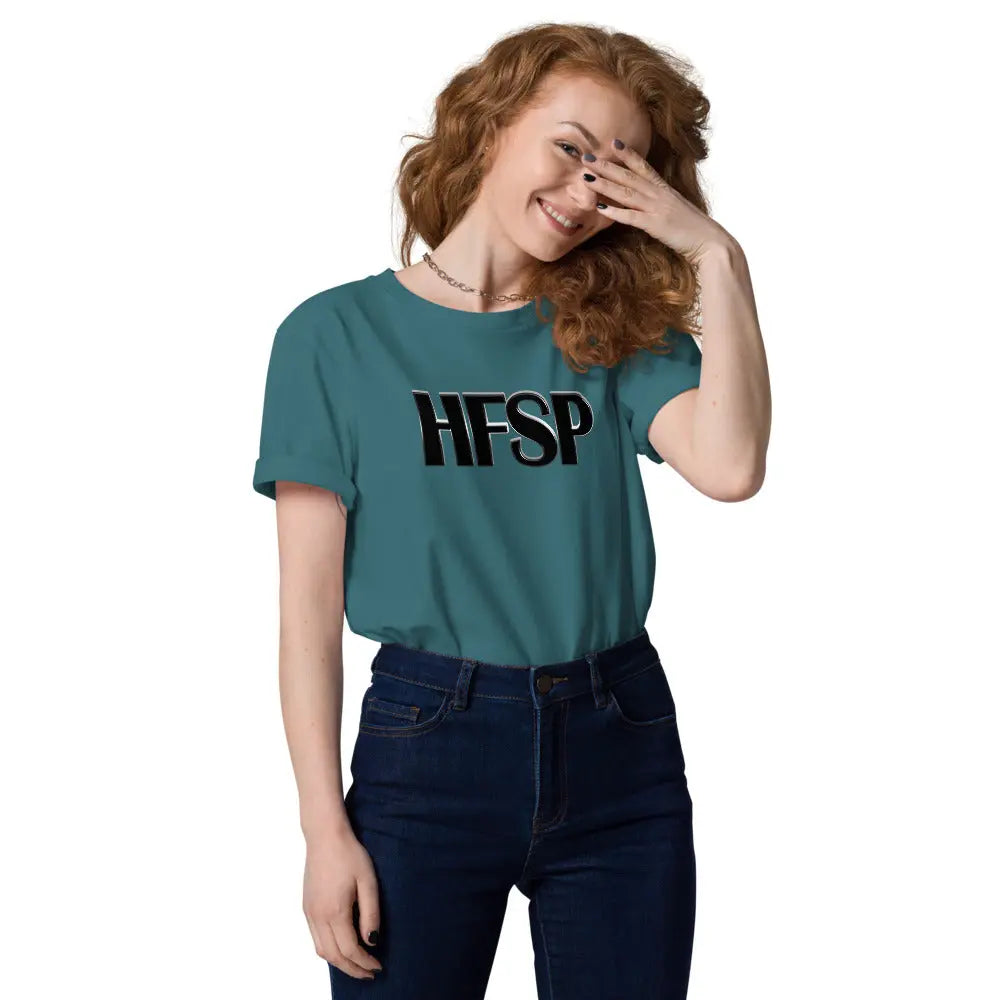 Bitcoin T-Shirt – HFSP - worn on model — blue