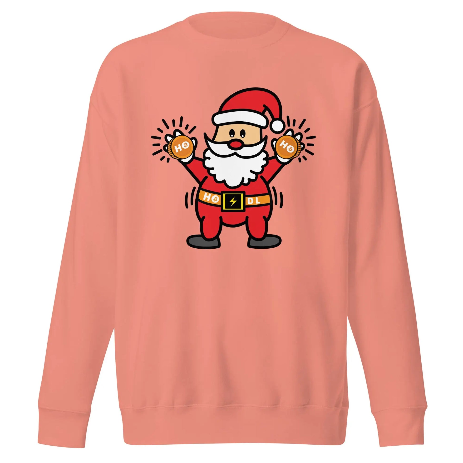 bitcoin sweatshirt - ho ho hodl by bitpopart - front view - rose