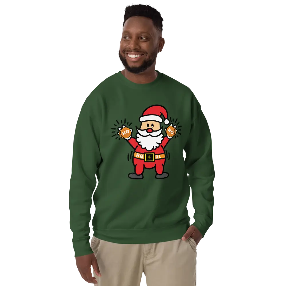 bitcoin sweatshirt - ho ho hodl by bitpopart - worn by male - green
