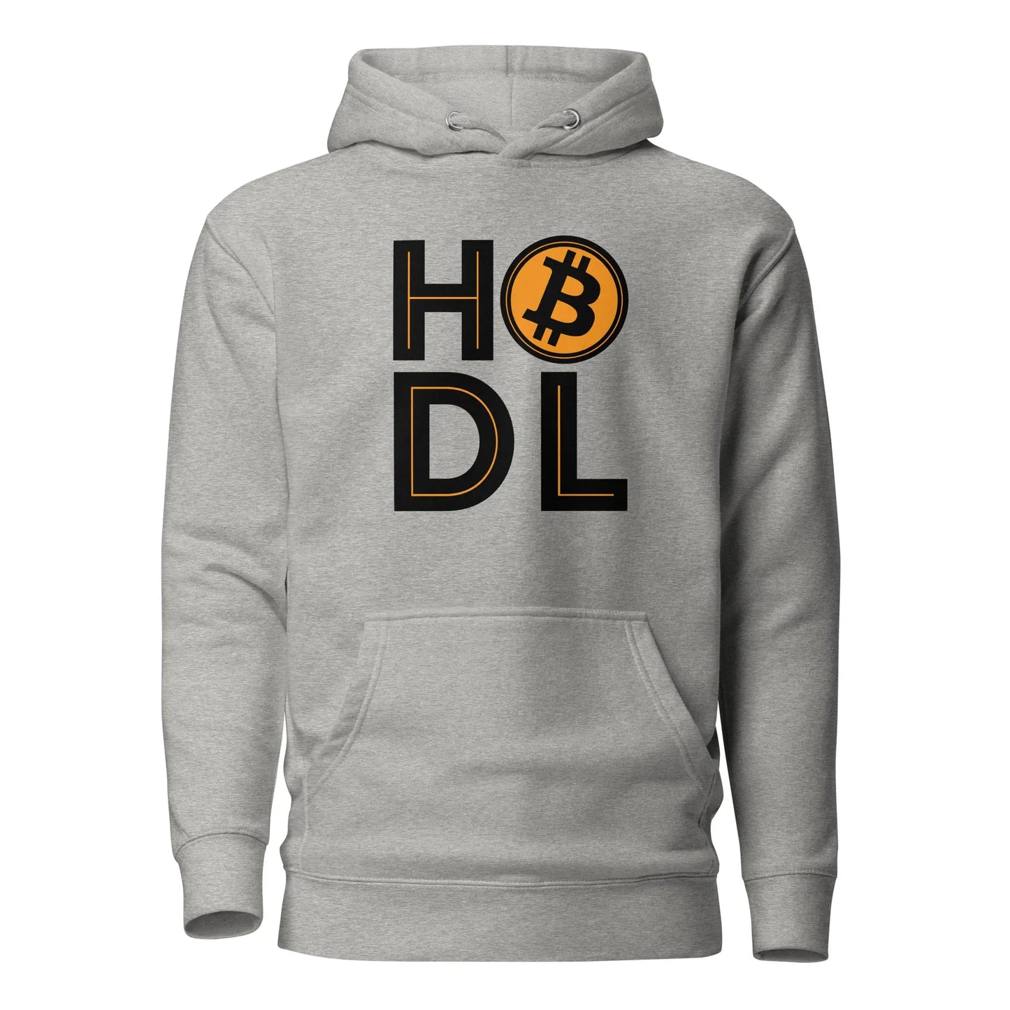 bitcoin hoodie - hodl - front view - grey